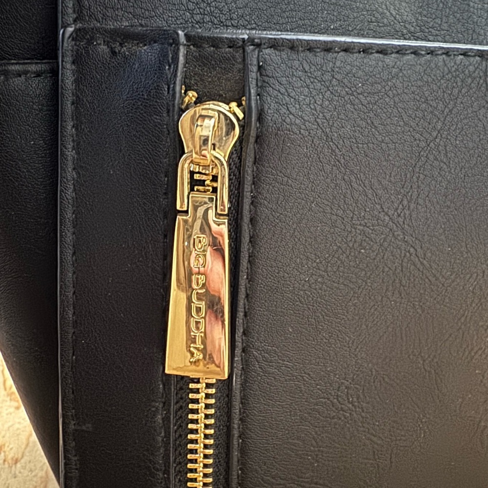 Big Buddha Black Handbag with Gold Accents - Picture 4 of 4